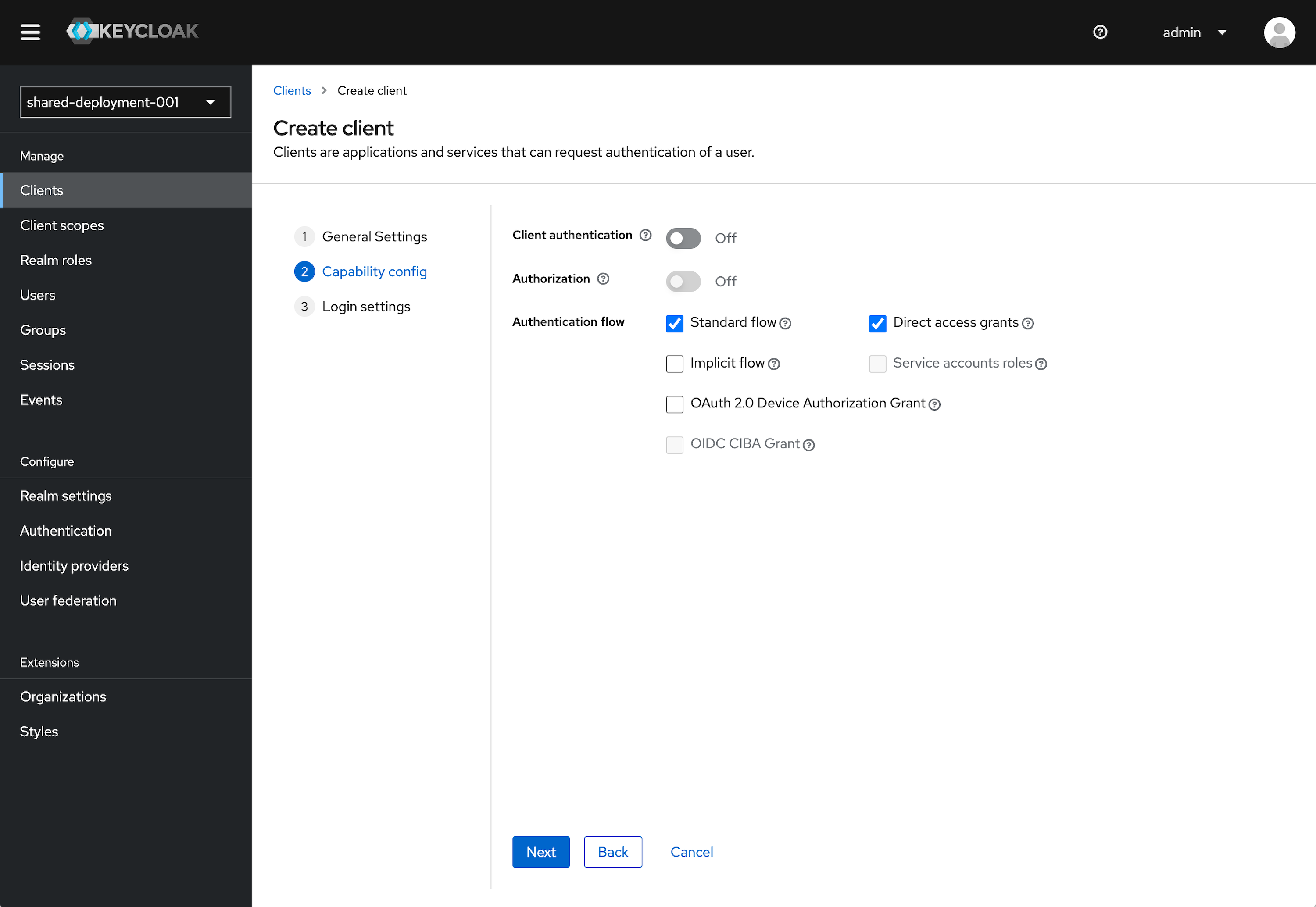 Keycloak OIDC Create Client Capability Config 